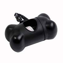PP bone-shaped dog waste bag dispenser (15 bags included) with snap hook