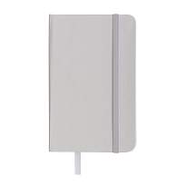 Pvc notebook with coloured elastic, blank sheets (80 pages), satin bookmark
