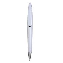 Plastic snap pen with white barrel and curved clip with coloured inside, jumbo refill