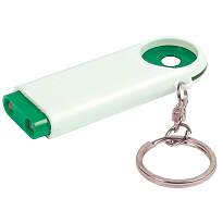 Plastic key ring with shopping trolley token and 2-led light