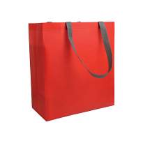 Laminated, heat-sealed 100 g/m2 non-woven fabric shopping bag with gusset and long handles