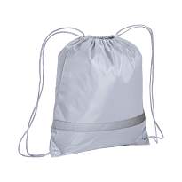 210t polyester backpack with reflective strip, drawstring closure and reinforced corners