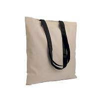 135 g/m2 natural cotton shopping bag with coloured long handles