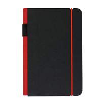 Cardboard notebook with coloured elastic, ruled sheets (100 pages) and inside pocket