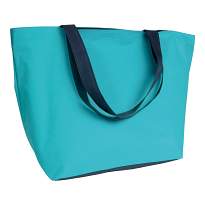 600d polyester two-tone beach bag with long handles, inner pocket and zip closure