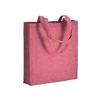 Geanta de cumparaturi din bumbac reciclat 150 g/m2, efect melange, manere lungi si partea inferioara extensibila