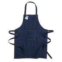 Recycled cotton denim apron with front pocket