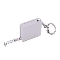 Key ring with retractable flexible tape measure, 1 m