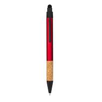 Recycled aluminium snap pen with cork grip and touchscreen