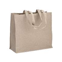 Geanta Shopper din Bumbac Reciclat 120 g/m2 cu Acoperire Interioara PP, Manere Lungi si Clin