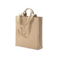280 g/m2 recycled cotton shopping bag with gussets and doubles handles