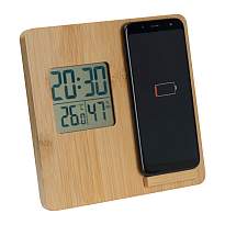 Statie Meteo din Bambus cu Incarcator Wireless