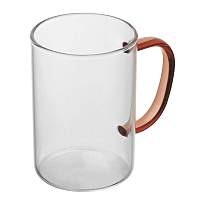 Cana din sticla cu toarta colorata, 250 ml