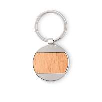 Breloc rotund din lemn/zinc