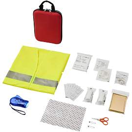 46 piece first aid kit and professional safety vest