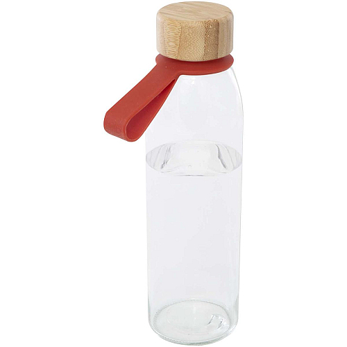 Porto 500 ml glass water bottle with silicone handle and bamboo lid 1