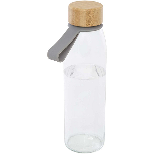 Porto 500 ml glass water bottle with silicone handle and bamboo lid 1