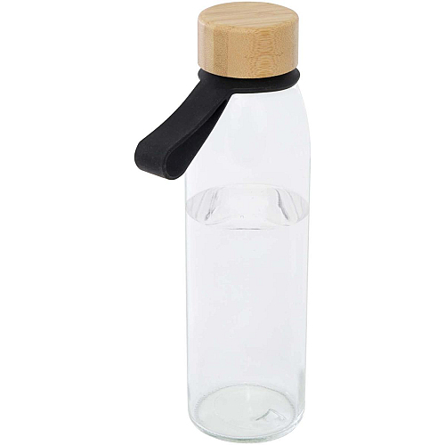 Porto 500 ml glass water bottle with silicone handle and bamboo lid 1