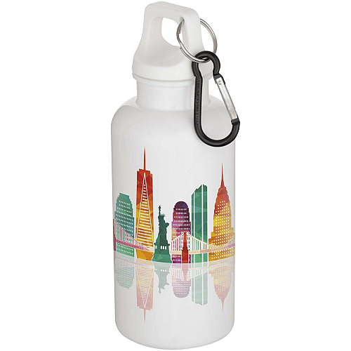 Oregon 400 ml solid colour RCS recycled plastic water bottle with carabiner 2