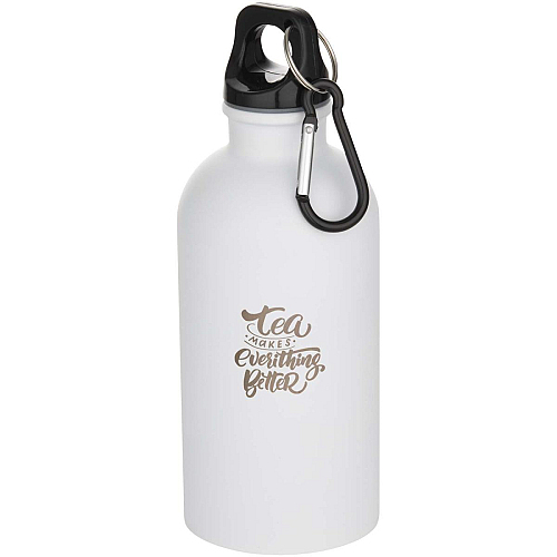 Oregon 400 ml matte RCS recycled single wall stainless steel water bottle with carabiner 2