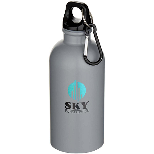 Oregon 400 ml matte RCS recycled single wall stainless steel water bottle with carabiner 2