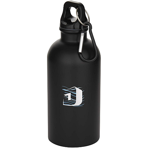 Oregon 400 ml matte RCS recycled single wall stainless steel water bottle with carabiner 2
