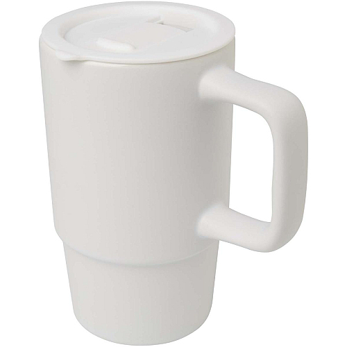 Carter 450 ml ceramic mug with plastic lid 1
