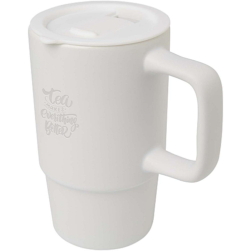 Carter 450 ml ceramic mug with plastic lid 2