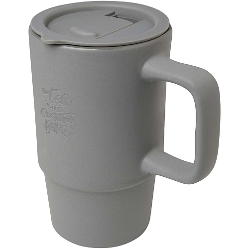Carter 450 ml ceramic mug with plastic lid 2