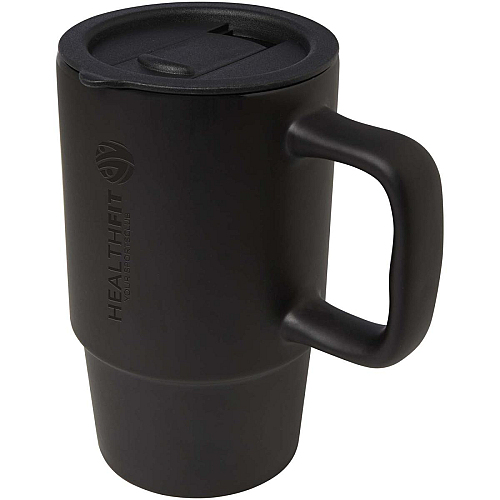 Carter 450 ml ceramic mug with plastic lid 2