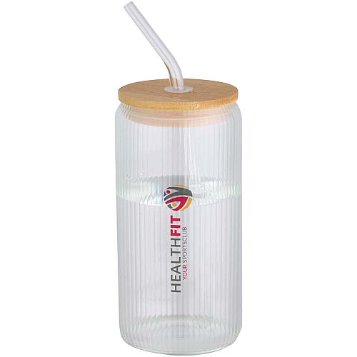 Mirage 500 ml single-walled borosilicate glass jar with bamboo lid 2