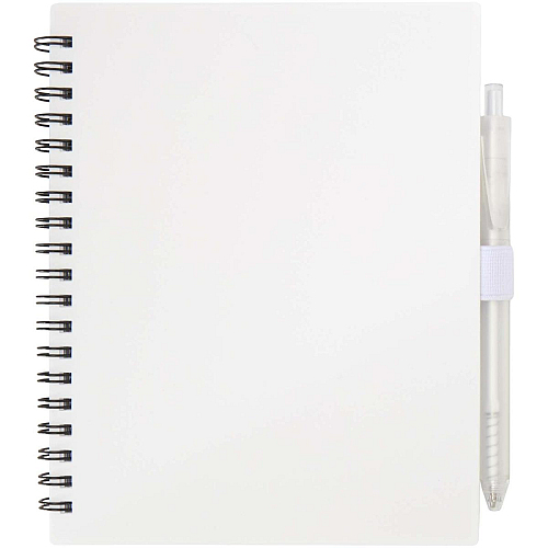 Niove recycled plastic soft cover notebook and ballpoint pen set (blue ink) 3