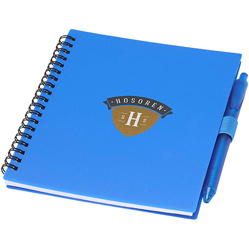 Niove recycled plastic soft cover notebook and ballpoint pen set (blue ink) 2