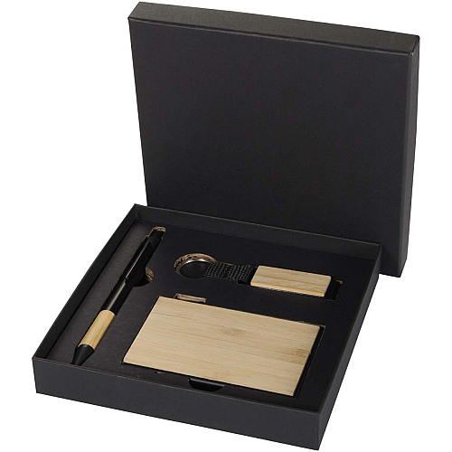 Minka RCS recycled aluminium ballpoint pen, keychain and RFID card holder gift set 1