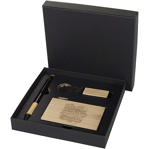 Minka RCS recycled aluminium ballpoint pen, keychain and RFID card holder gift set 2