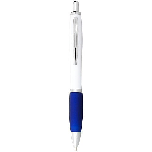 Nash ballpoint pen with white barrel and coloured grip (black ink) 1