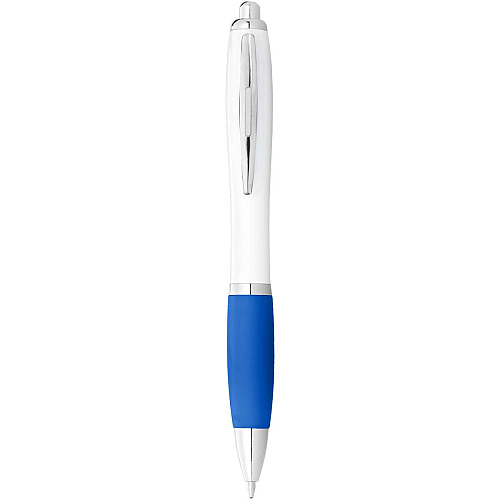 Nash ballpoint pen with white barrel and coloured grip (black ink) 1