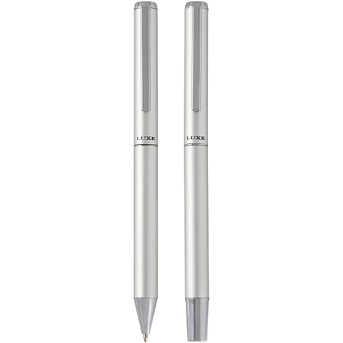 Lucetto recycled aluminium ballpoint and rollerball pen gift set (black ink) 3