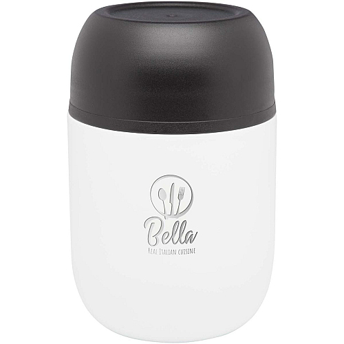 Supo 480 ml double-walled recycled stainless steel lunch pot with foldable spoon 2