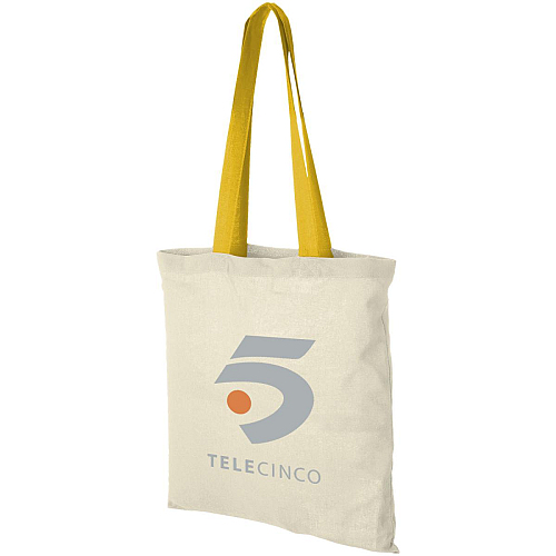 Nevada 100 g/m² cotton tote bag coloured handles 7L 2