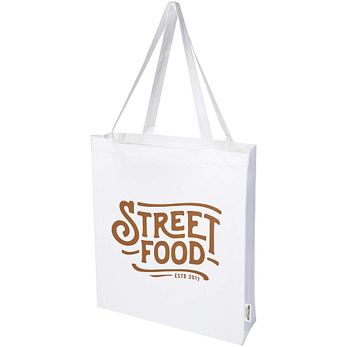 Madras 140 g/m² GRS recycled cotton gusset tote bag 2