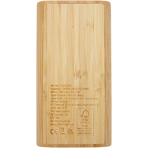 Tulda 20.000 mAh bamboo power bank 4