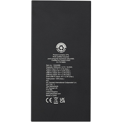 Connect 5000 mAh recycled aluminium power bank 4