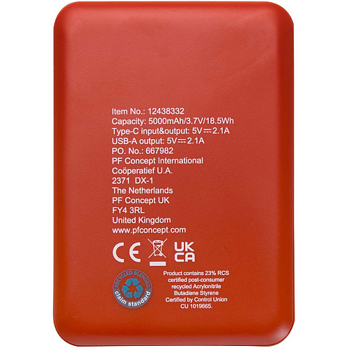 Asama 5000 mAh Type-C recycled plastic power bank 4