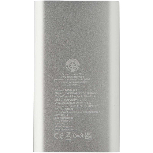 Juice 4000 mAh Type-C recycled aluminium wireless power bank 4
