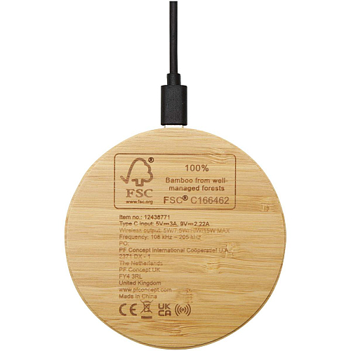 Essence 15W Bamboo Wireless Charging Pad 4