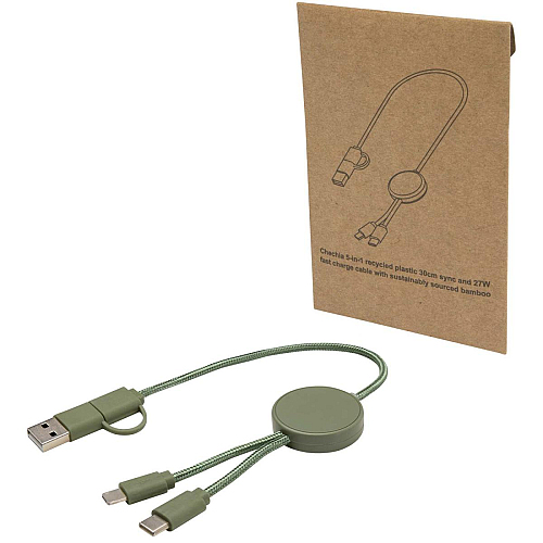 Citala 5-in-1 recycled plastic 30 cm data sync and 27W fast charge cable 1