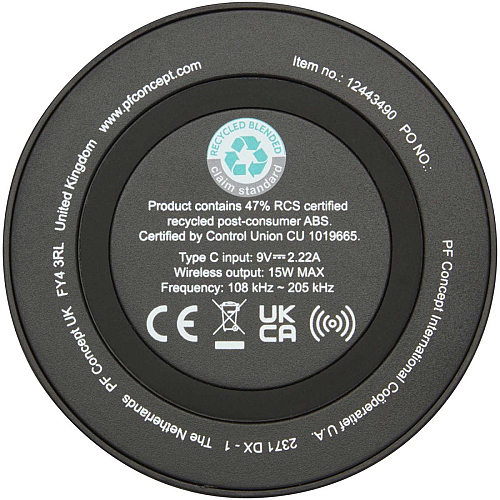 Freal 15W Pad de Incarcare Wireless din Plastic Reciclat 4
