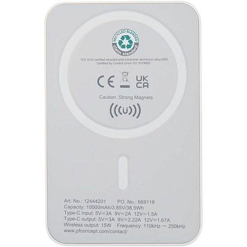 Acrab 10.000 mAh 15W magnetic wireless power bank with 20W PD - made from recycled plastic 4