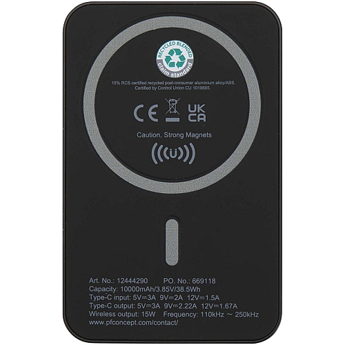 Acrab 10.000 mAh 15W magnetic wireless power bank with 20W PD - made from recycled plastic 4